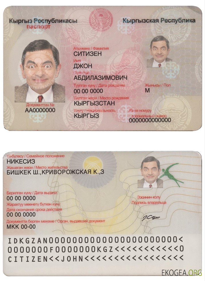 Carte d'identité du Kirghizistan